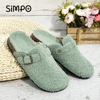 New Fall Winter Women And Men's Slippers With Plush Upper Indoor Outdoor Casual Sandals