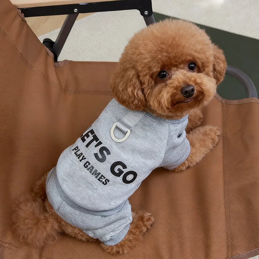 Winter Dog Hoodie Jumpsuit - Warm Fleece Coat for Small to Medium Dogs, 4 Colors, S-XXL