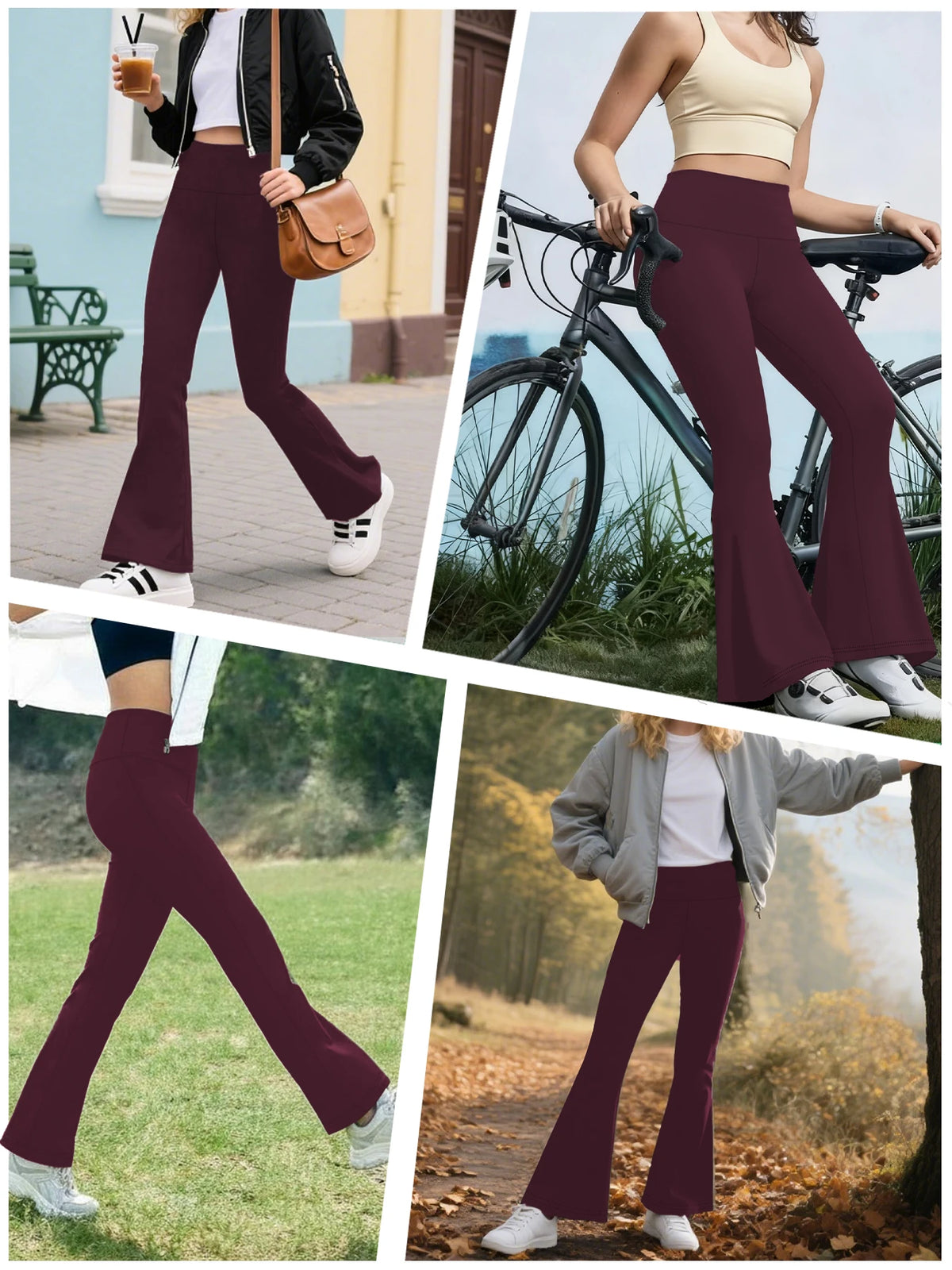 Women's High Waist Flare Leggings - Tummy Control, 8 Colors (XS-XXL)