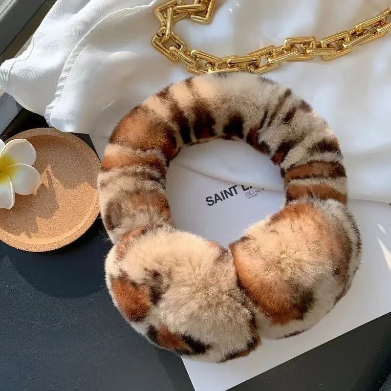 Real Rex Rabbit Fur Earmuffs for Women - Winter Ear Warmers, Elastic Fit, 12 Colors