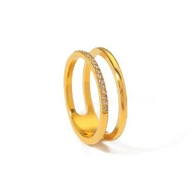 Stainless Steel Ring for Women Inlaid Zircon Rings Waterproof Romantic Fashion Jewelry