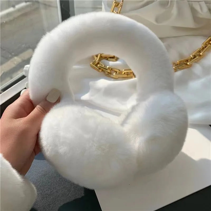 Real Rex Rabbit Fur Earmuffs for Women - Winter Ear Warmers, Elastic Fit, 12 Colors