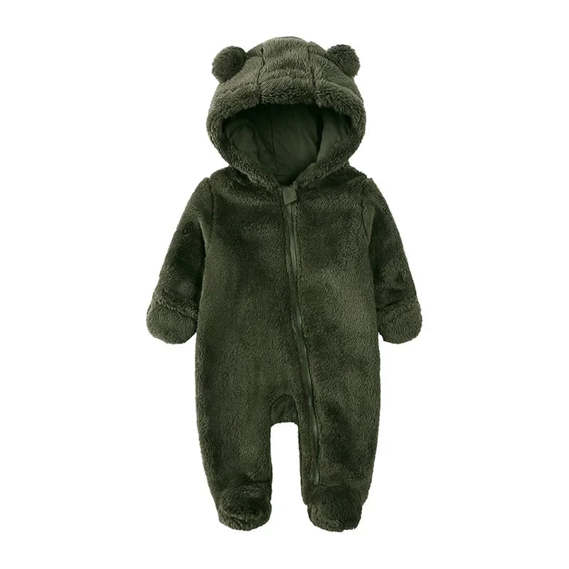 Baby Bear Ear Hooded Footed Romper