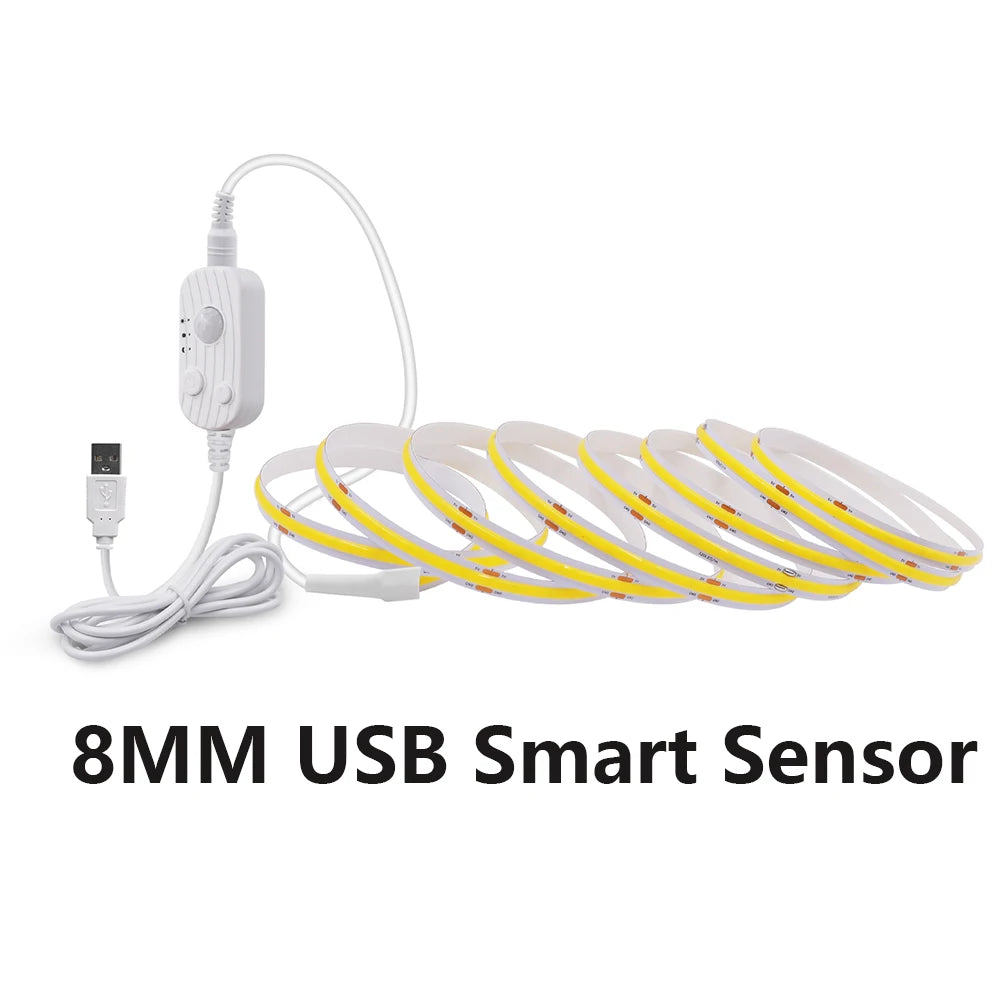 COB LED Strip Light with Motion Sensor - 5V, 320 LEDs/m, 3 Widths, 6 Lengths