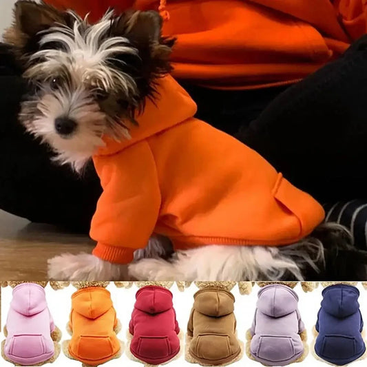Dog Hoodie Sweatshirt - Solid Color with Pocket, Cats and Dogs, 6 Colors, XS-XXL