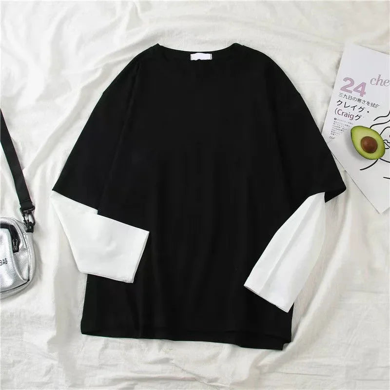 Y2K Two-Piece Long Sleeve T-Shirt - Loose Fit, 2 Colors (XS-XXXL)