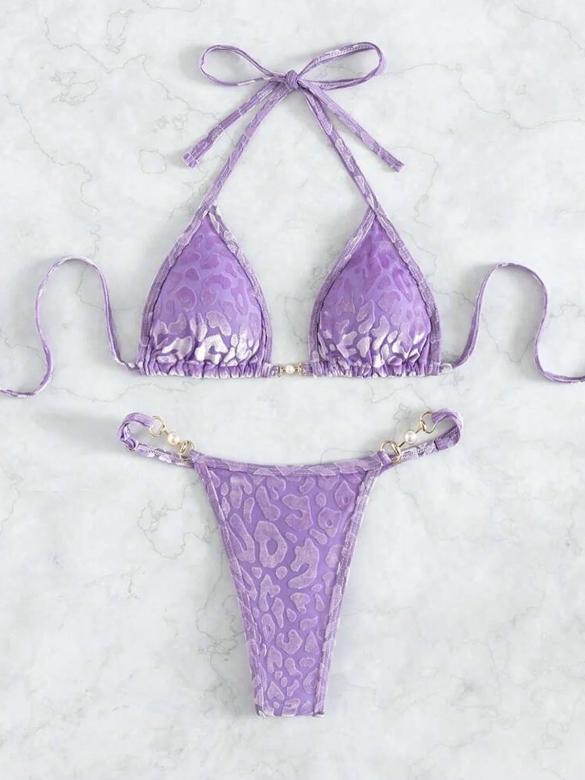 Women's Micro Bikini Set with Pearl Detail