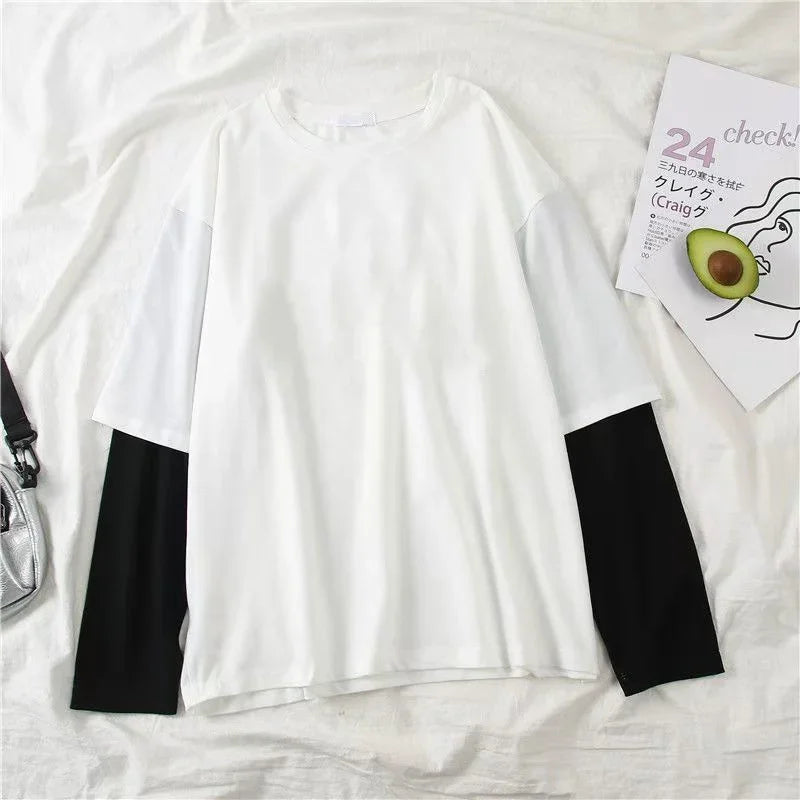 Y2K Two-Piece Long Sleeve T-Shirt - Loose Fit, 2 Colors (XS-XXXL)