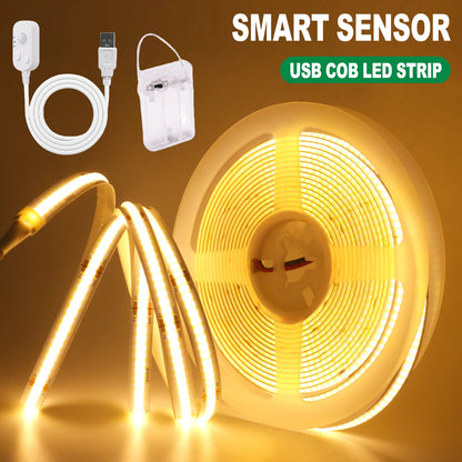 COB LED Strip Light with Motion Sensor - 5V, 320 LEDs/m, 3 Widths, 6 Lengths