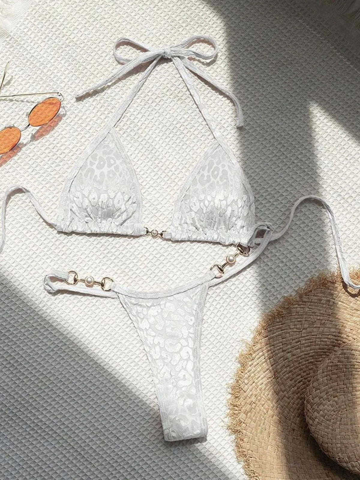 Women's Micro Bikini Set with Pearl Detail