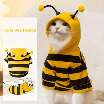 Pet Bee Halloween Costume Hoodie - Cats and Small Dogs, Yellow, XS-XL