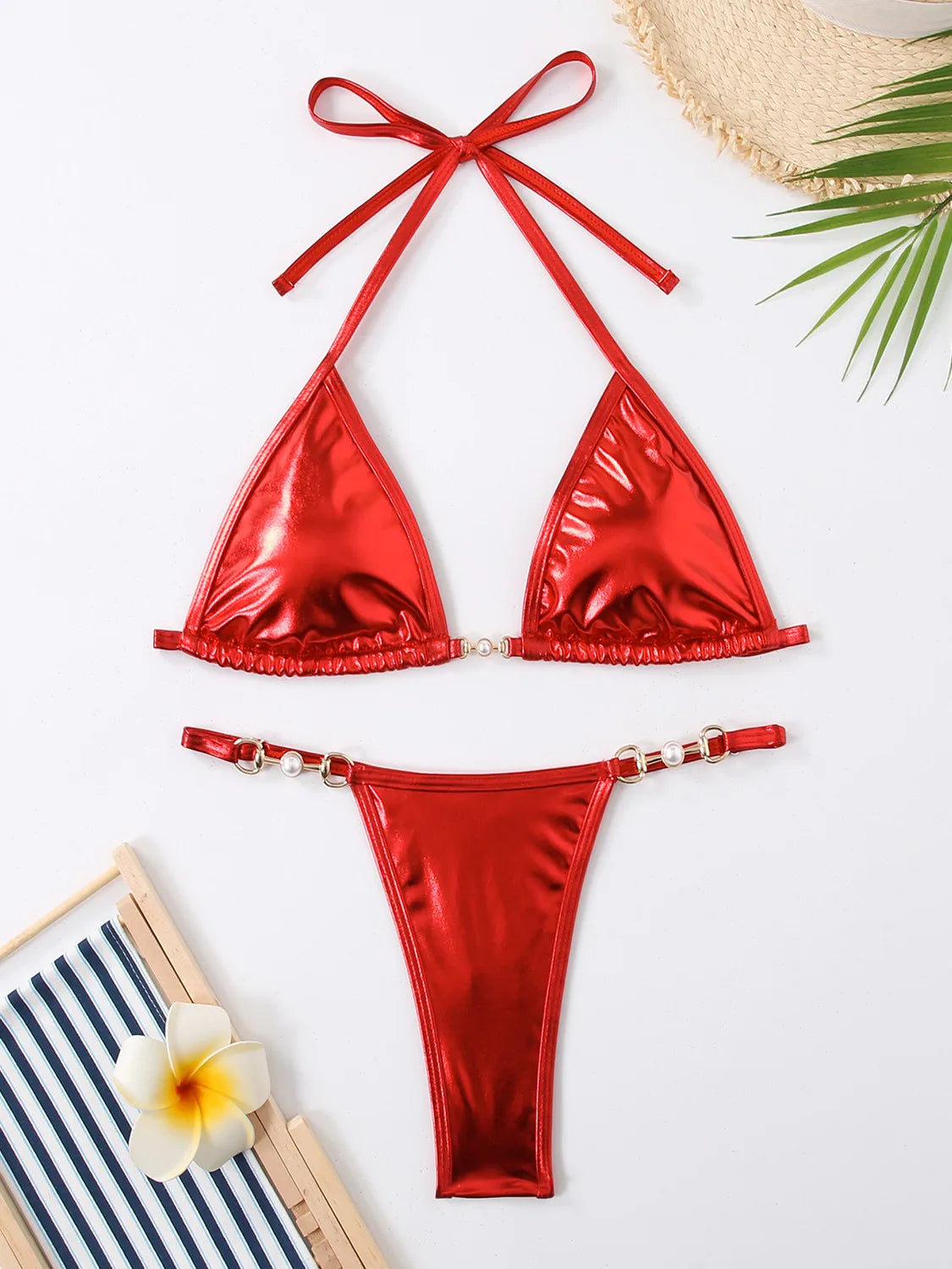 Women's Micro Bikini Set with Pearl Detail