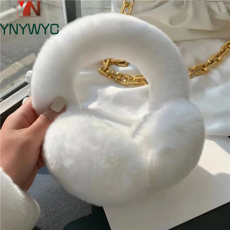 Real Rex Rabbit Fur Earmuffs for Women - Winter Ear Warmers, Elastic Fit, 12 Colors