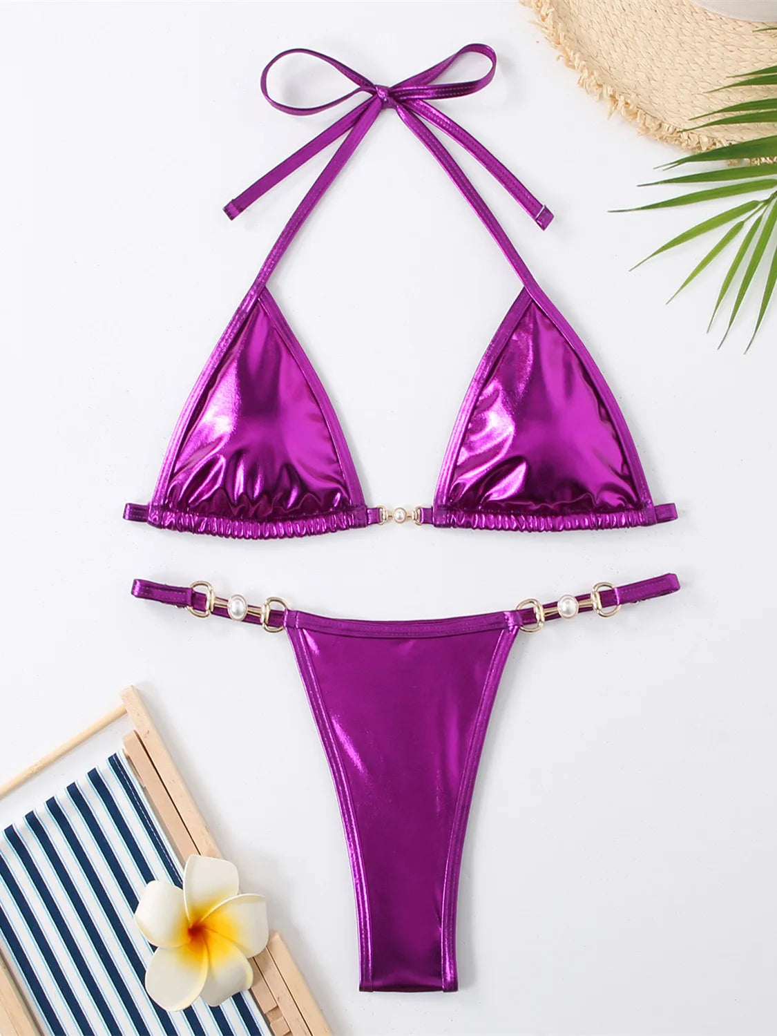 Women's Micro Bikini Set with Pearl Detail