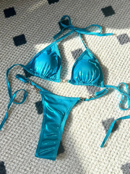 Women's Micro Bikini Set with Pearl Detail
